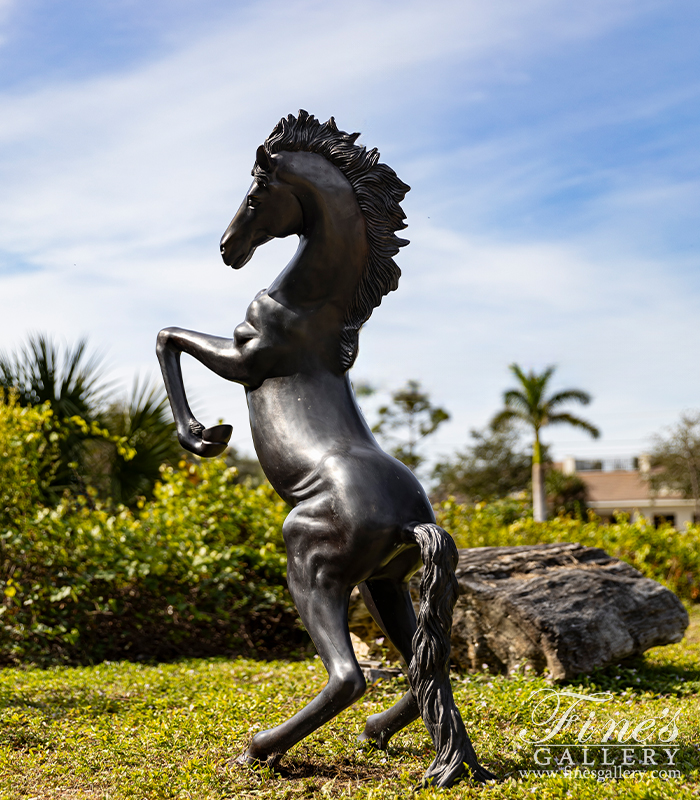 Bronze Statues  - Rearing Horse Bronze Statue - BS-888